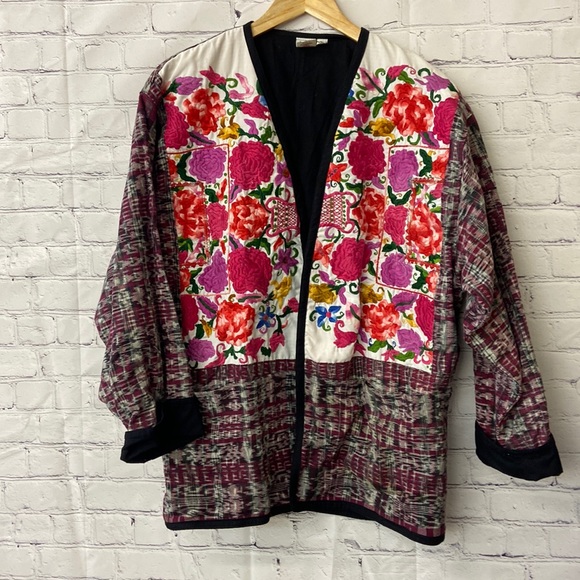 Vintage James Halbert Jacket S M Floral Handwoven - Picture 1 of 7